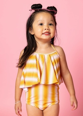 Vintage Triangles | Mini Swing Top toddler girl swimwear, summer swimwear for girls