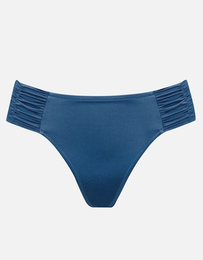 Viva Energy Ruched Side Bikini Pant - Denim Dose adjustable swim bottoms women, flattering bikini bottoms