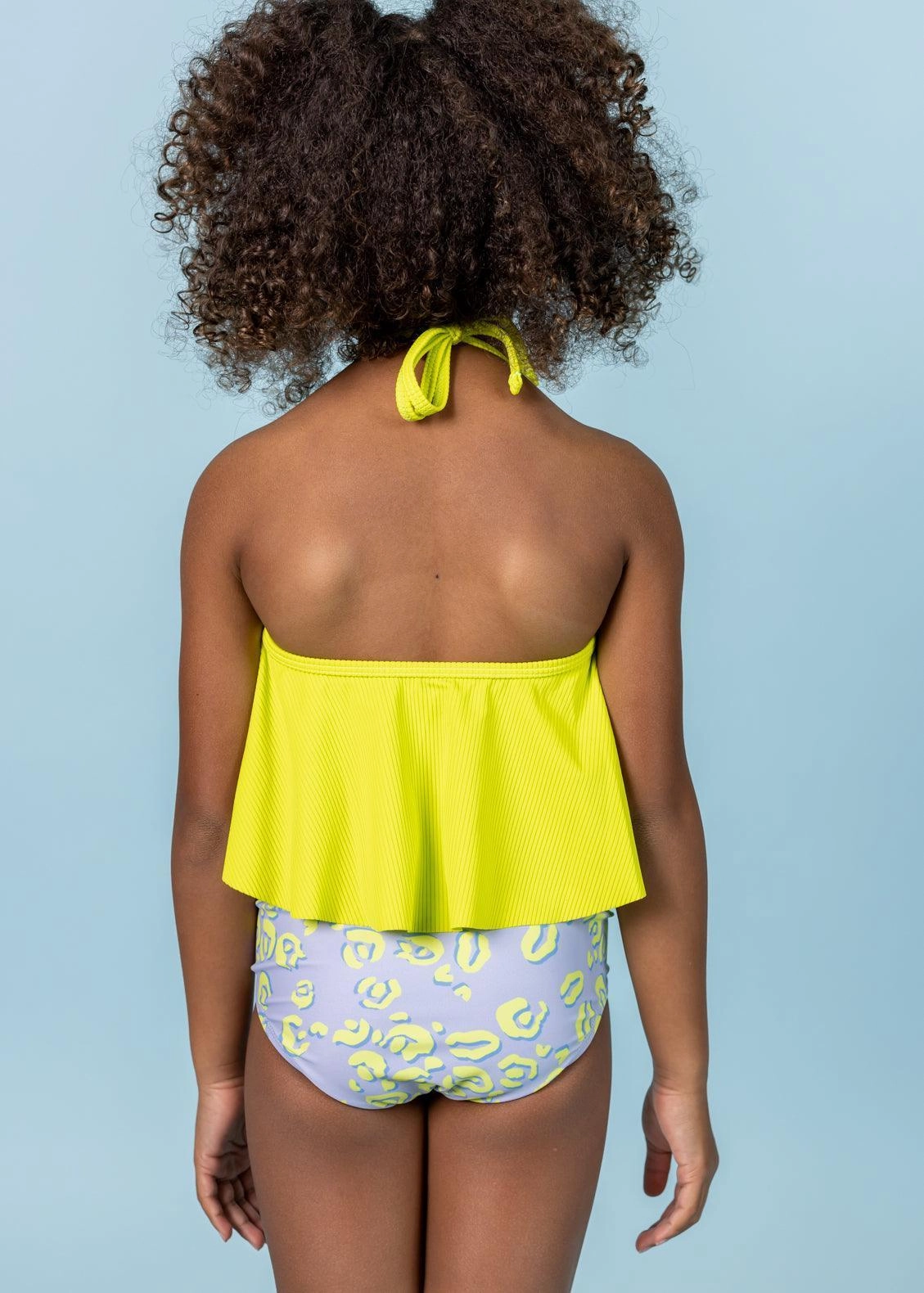 Vivid Cheetah | Mini Down in Front Ruffle Bottoms