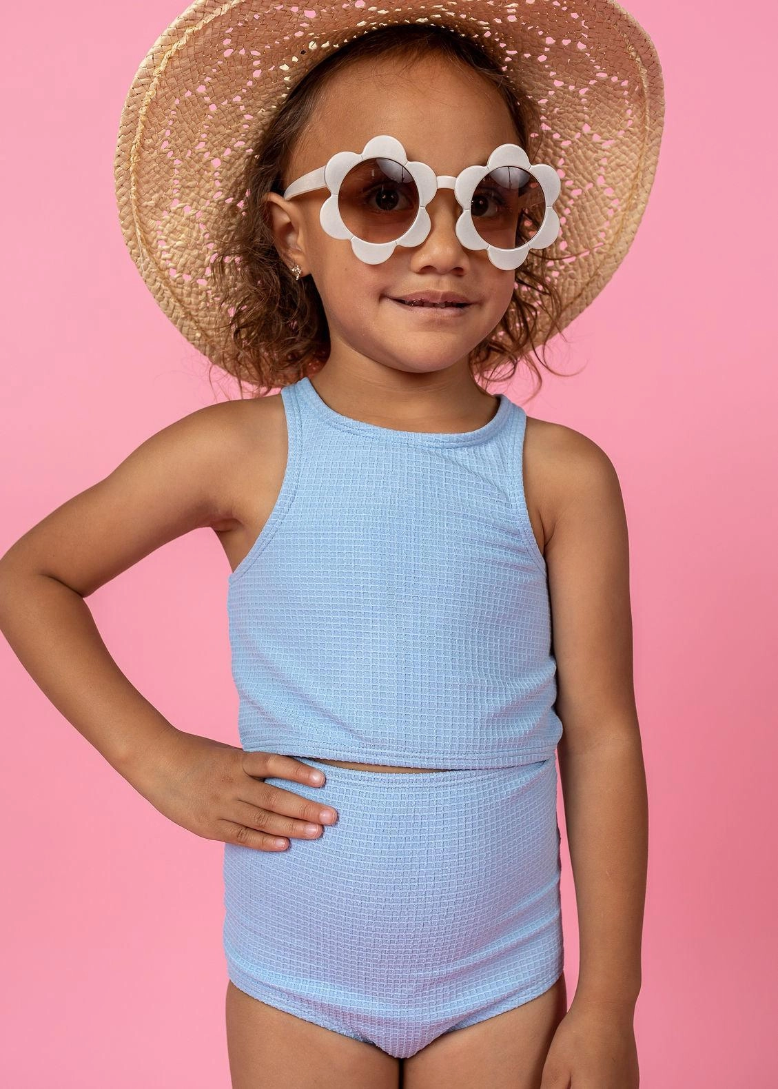 Waffled Barely Blue | Mini High-Waisted Bottoms