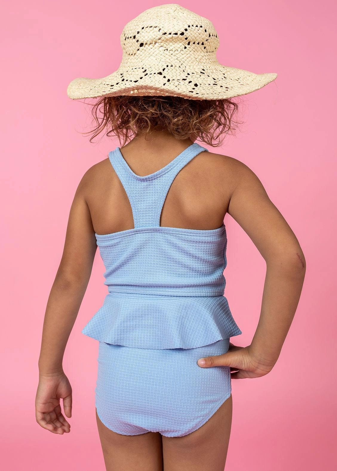 Waffled Barely Blue | Mini Racer Back Top