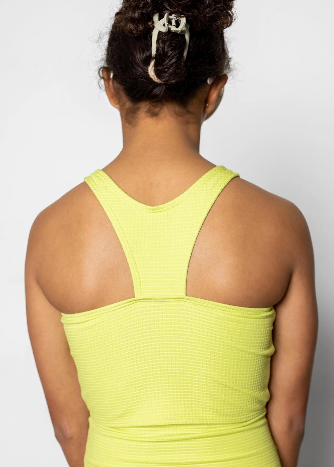 Waffled Glow Green | Youth Racer Back Top