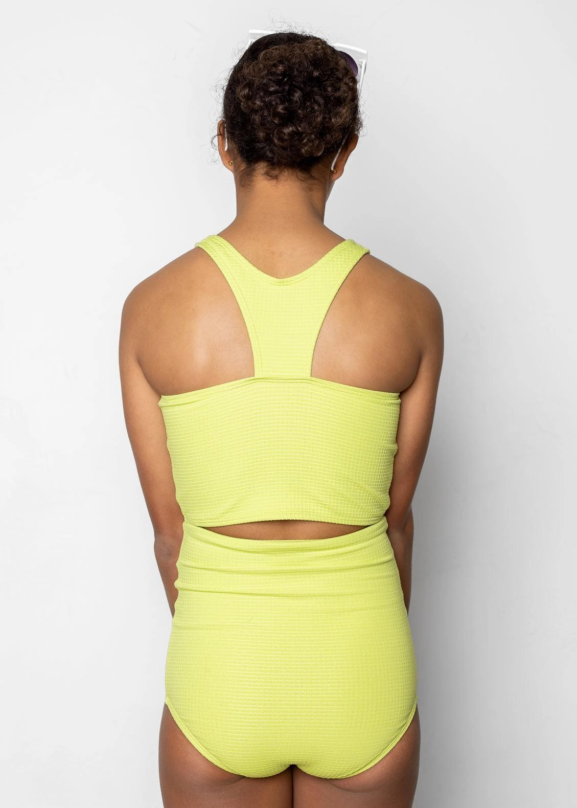 Waffled Glow Green | Youth Racer Back Top