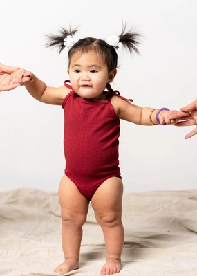 Waffled Maroon | Baby Simply One-Piece toddler girl swimwear, summer swimwear for girls