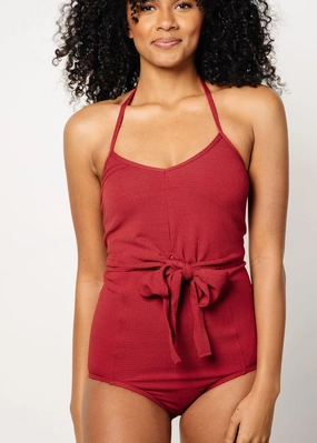 Waffled Maroon | Extended High-Waisted Bottoms elastic waistband swim bottoms, mix-and-match bikini bottoms