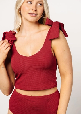 Waffled Maroon | Knot Top tankini swim tops, adjustable bikini tops