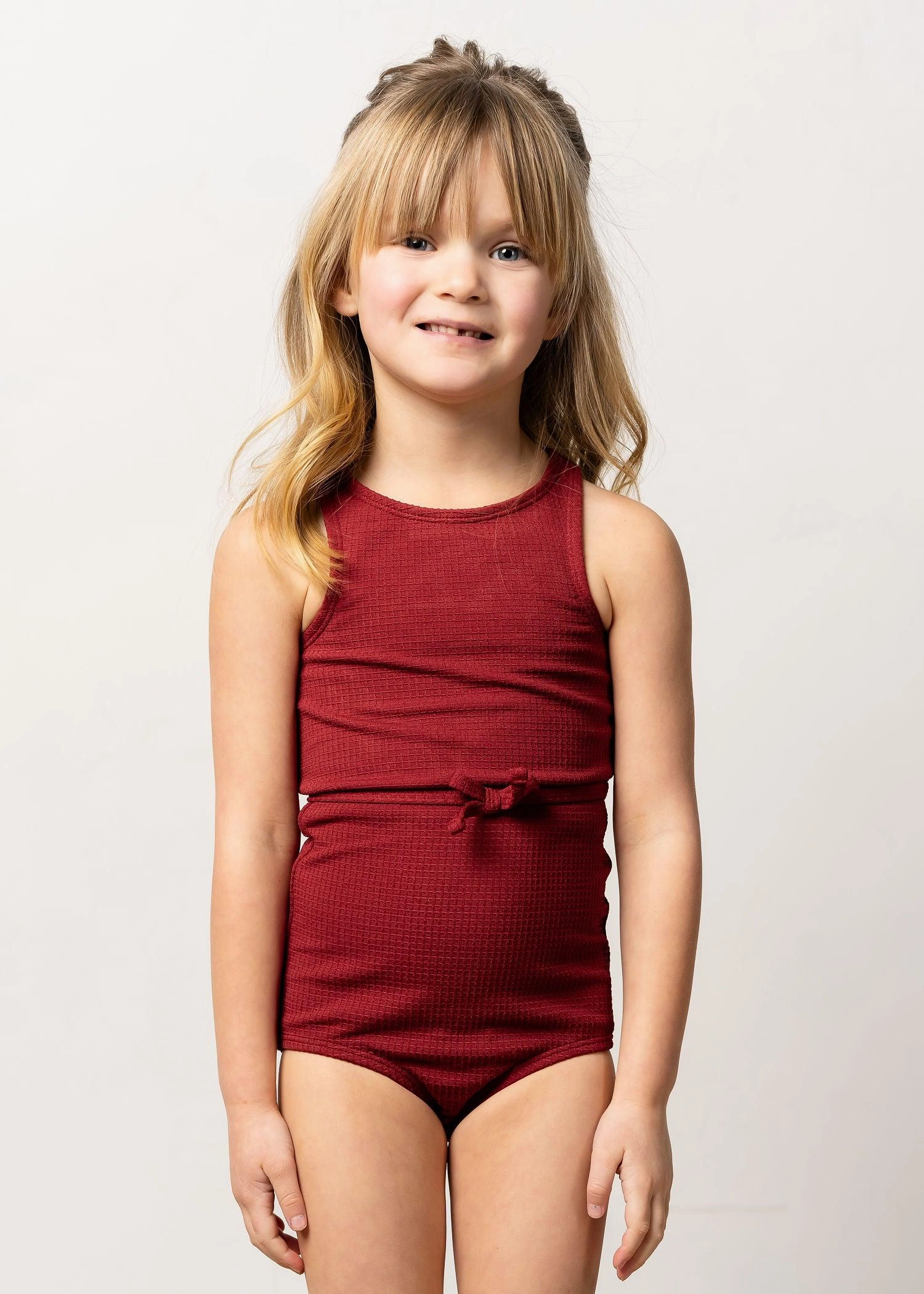 Waffled Maroon | Mini Bow Bottoms