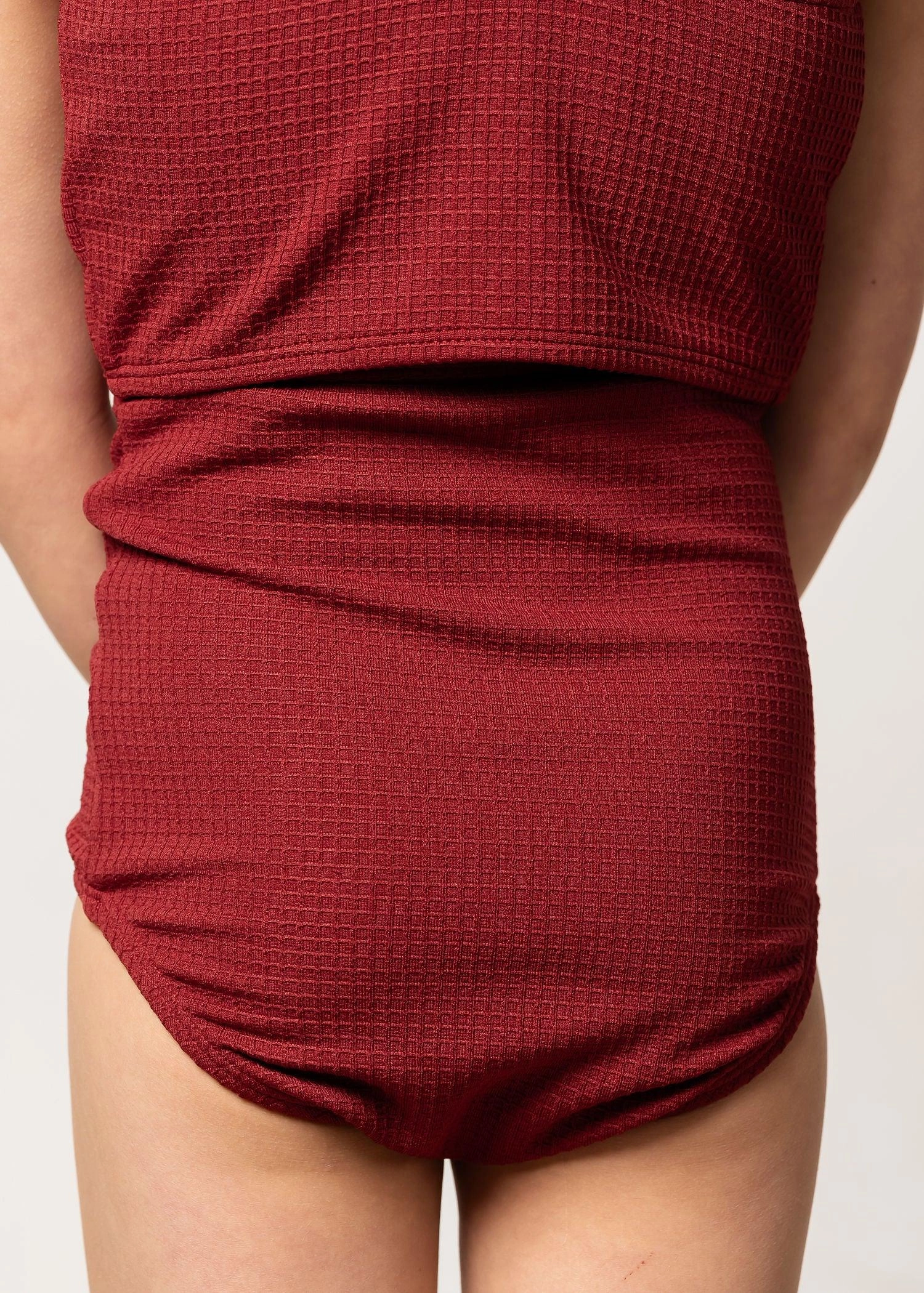 Waffled Maroon | Mini Bow Bottoms