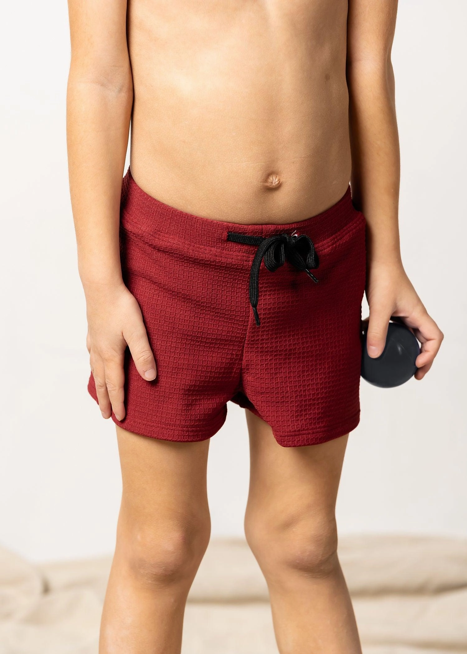 Waffled Maroon | Mini Euro Shorts boys summer swimwear, boys rash guard swim sets