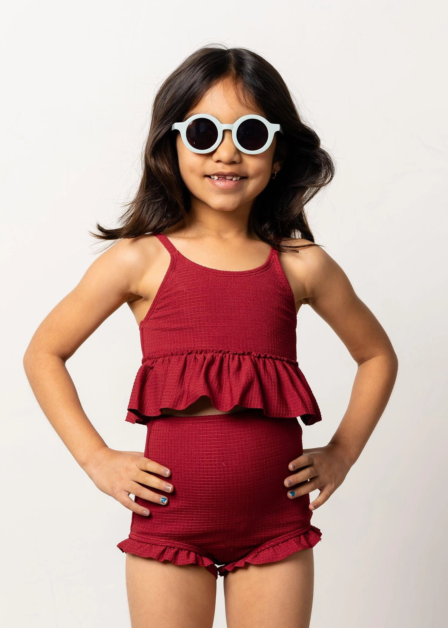 Waffled Maroon | Mini Peplum Top