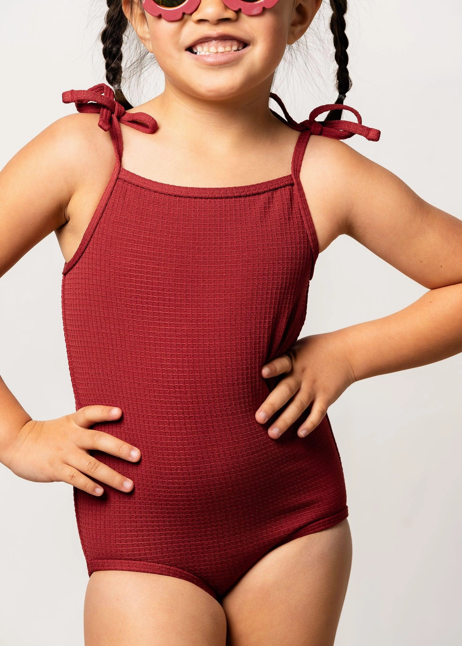 Waffled Maroon | Mini Simply One-Piece