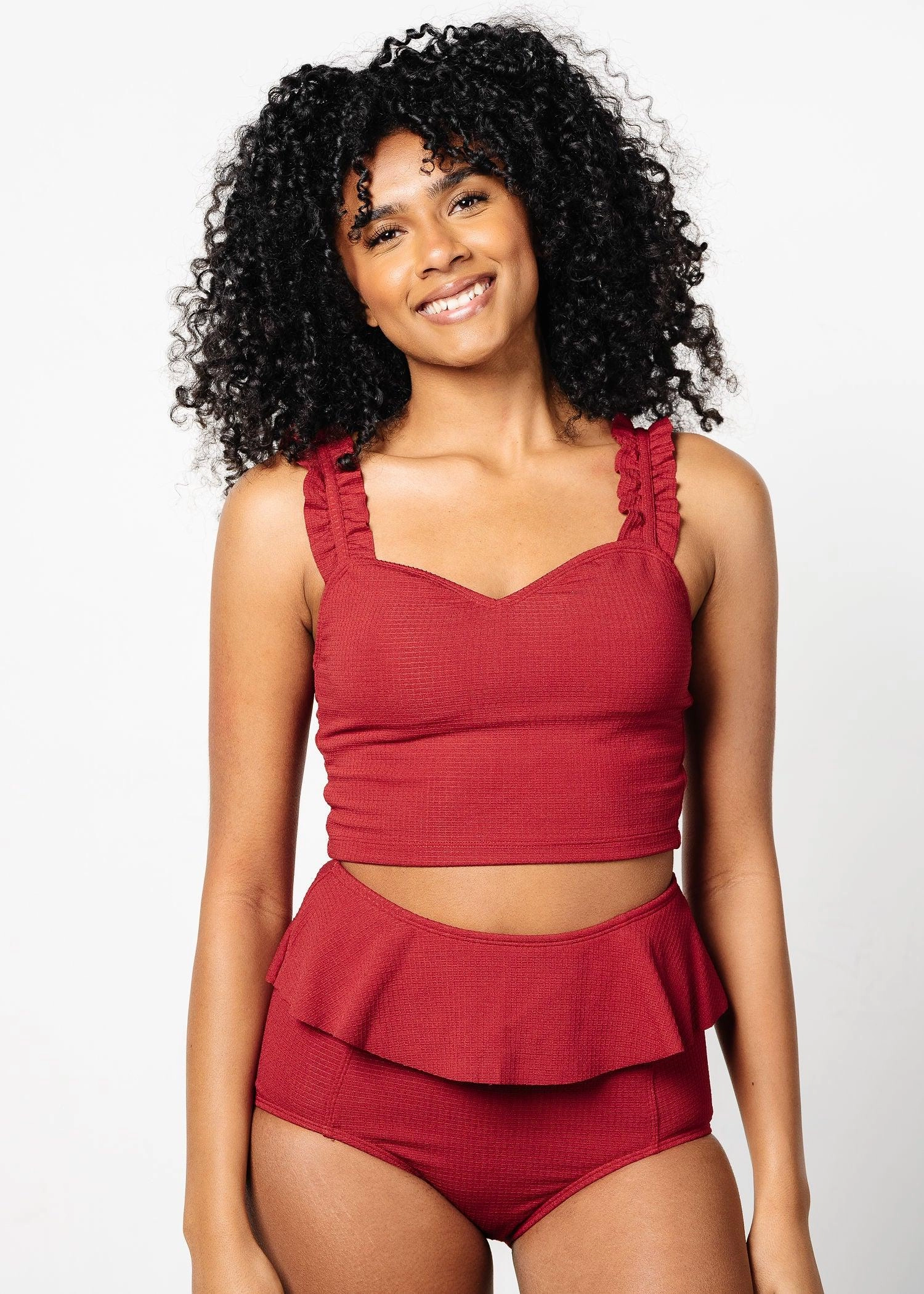 Waffled Maroon | Peplum Bottoms