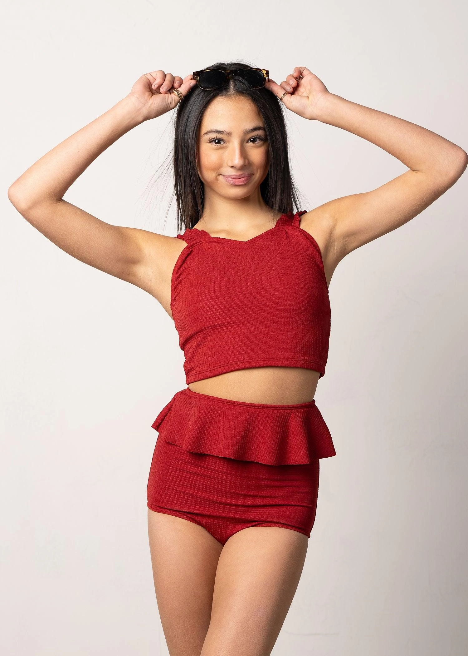 Waffled Maroon | Youth Ripple Top