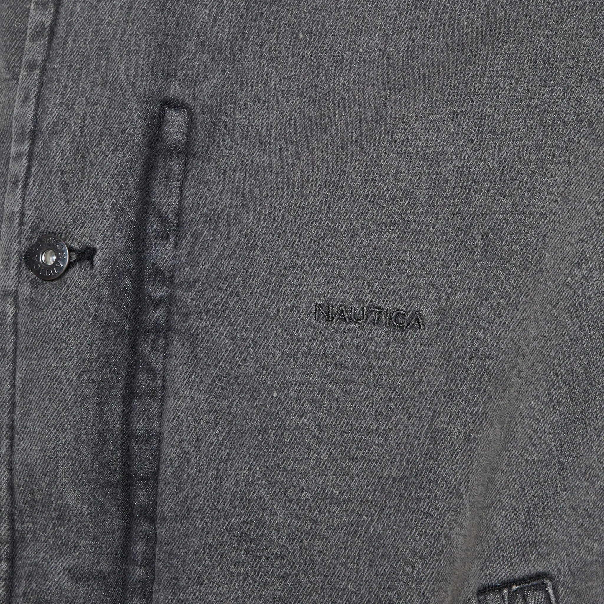 Washed Denim Padded Blouson Black