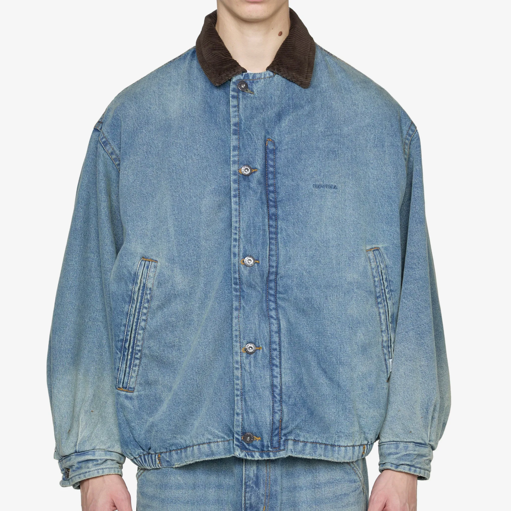 Washed Denim Padded Blouson Indigo