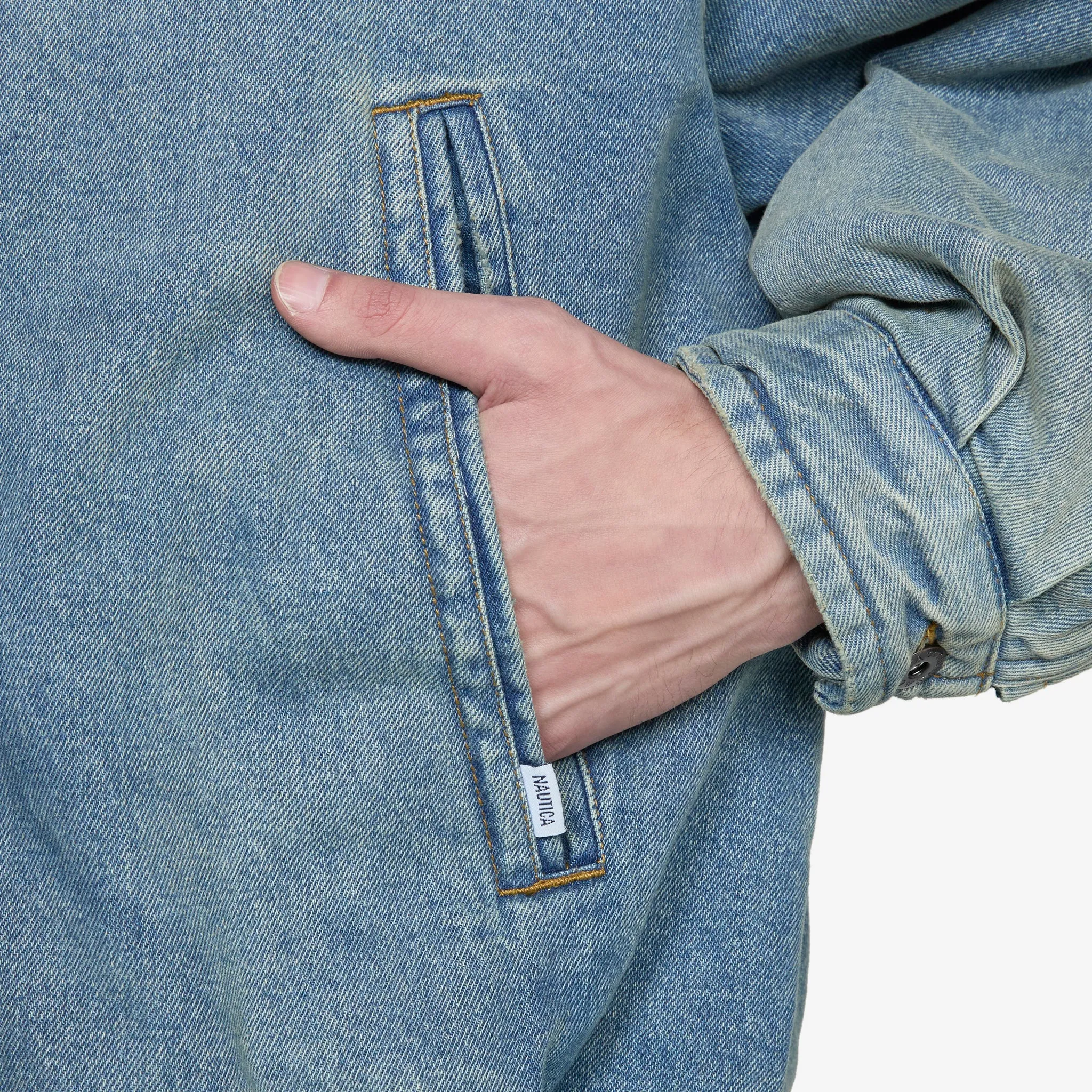 Washed Denim Padded Blouson Indigo
