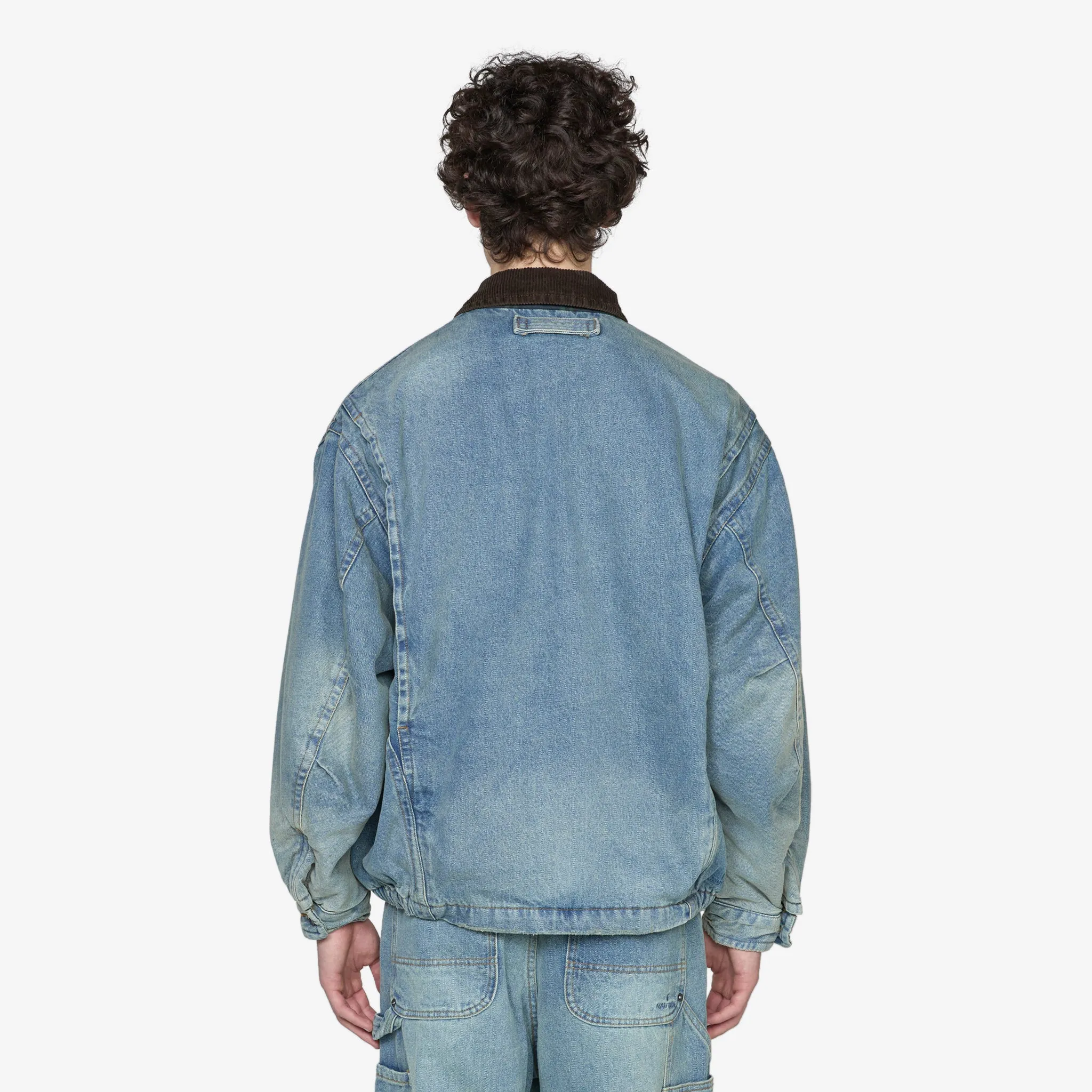 Washed Denim Padded Blouson Indigo
