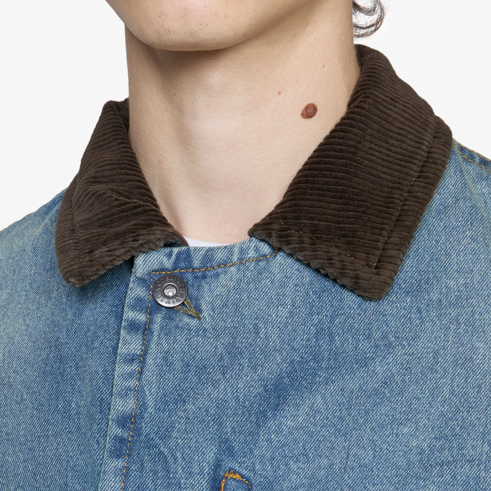Washed Denim Padded Blouson Indigo
