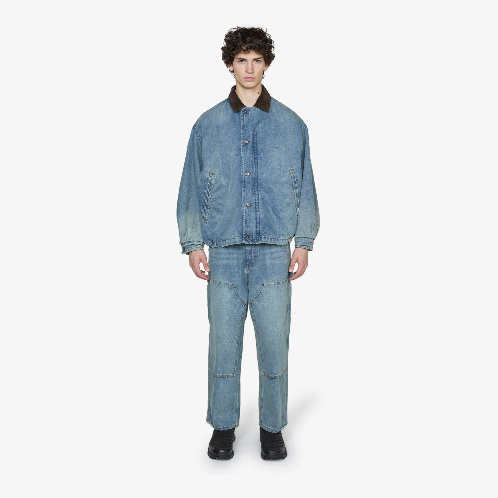 Washed Denim Padded Blouson Indigo