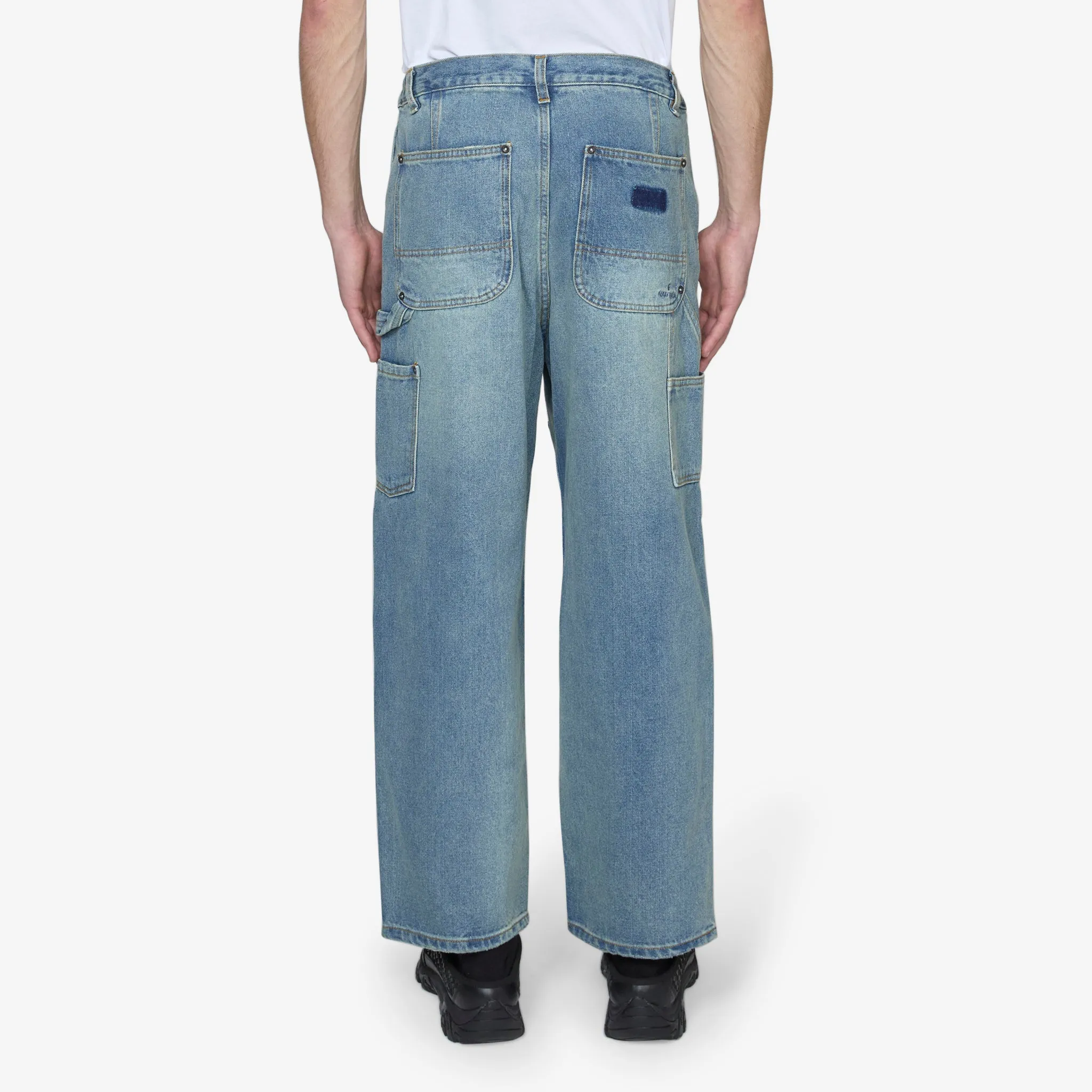 Washed Double Knee Denim Pant Indigo
