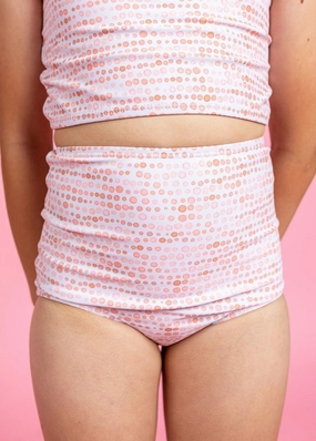 Watercolor Dots | Mini High-Waisted Bottoms toddler girl swimwear, summer swimwear for girls