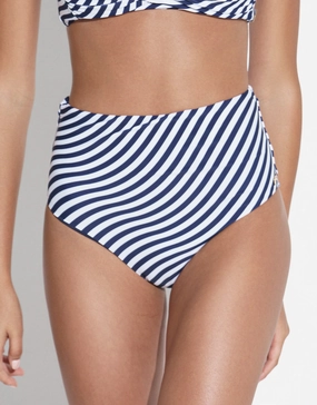 Wave Chara Bikini Pant - Navy White adjustable swim bottoms women, flattering bikini bottoms