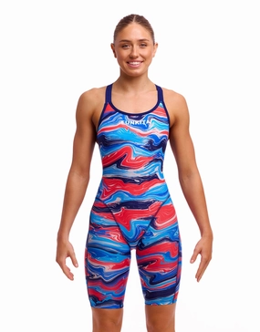 Wave Craze Fast Legs Legsuit - Blue/Red funkita womens swimsuits, funkita colorful swimwear