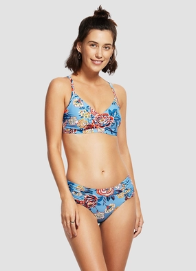 Wide Side Retro - Chambray push up bikinis women, sporty womens bikini sets