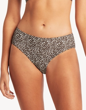 Wild Cat Mid Bikini Pant - Animal adjustable swim bottoms women, flattering bikini bottoms