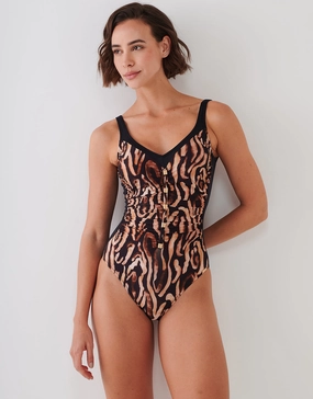 Wild Noblesse Moulded Swimsuit - Black Nougat womens resort swimwear, flattering one-piece swimsuits