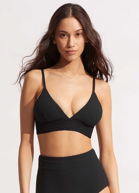 Willow Banded Bralette - Black high waist bikinis women, cheeky cut bikinis for women