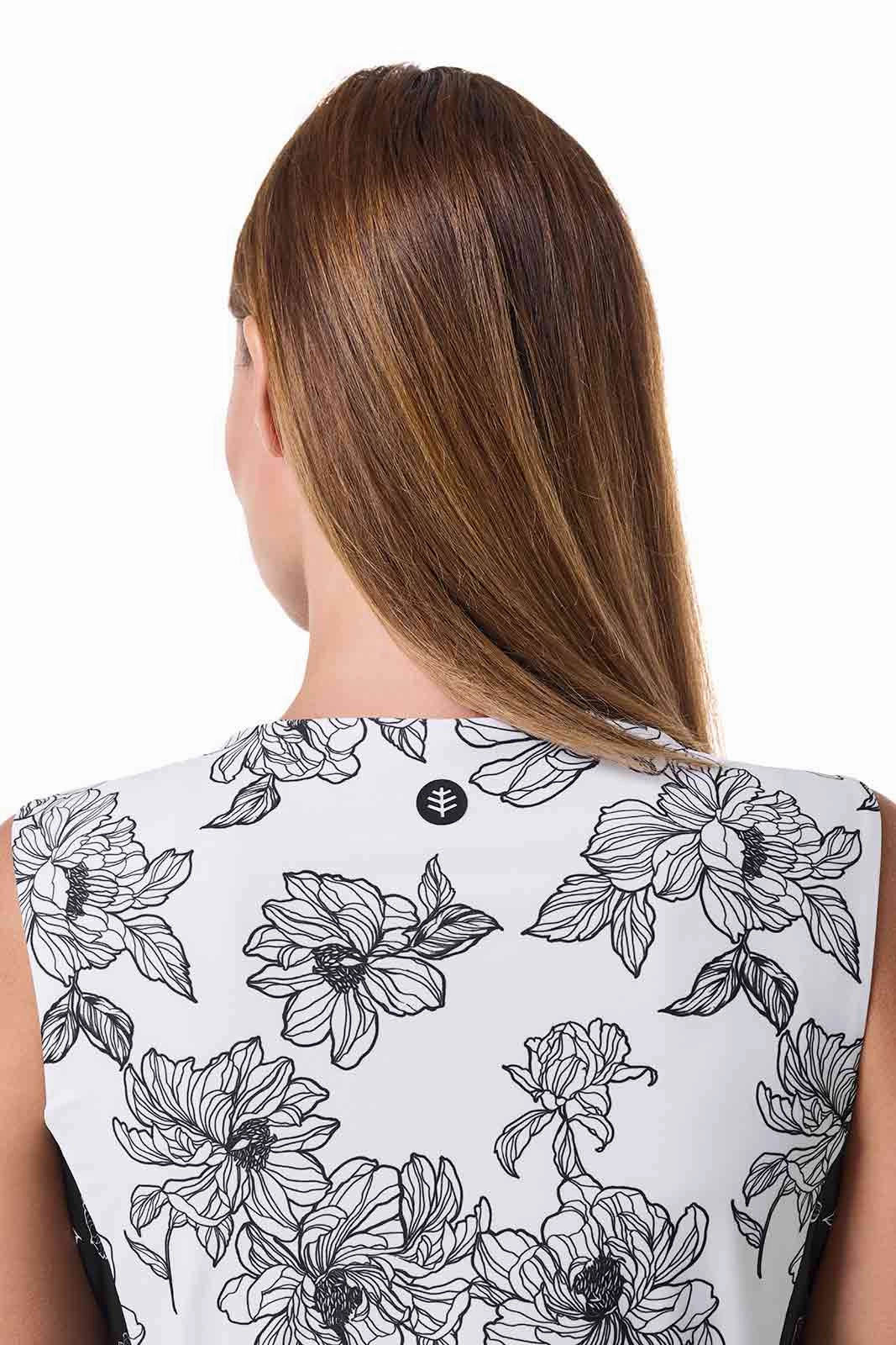 Women's Aspen Sunrise Sleeveless Swim Dress | White/Black Colorblock