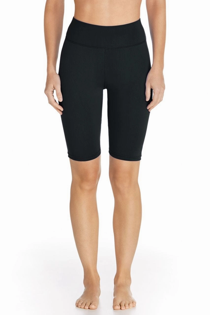 Women's Deep Water Swim Shorts | Black adjustable swimsuits for women, breathable swimwear for ladies