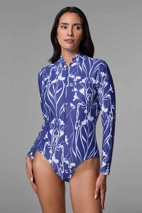Women's Great Star Scallop Long Sleeve Swimsuit | FUTURE DUSK Iris Dusk womens athletic swimwear, performance swimwear for women