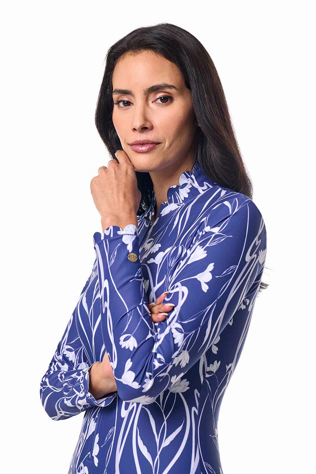 Women's Great Star Scallop Long Sleeve Swimsuit | FUTURE DUSK Iris Dusk