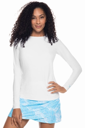 Women's Hightide Long Sleeve Swim Shirt | White adjustable swimsuits for women, breathable swimwear for ladies