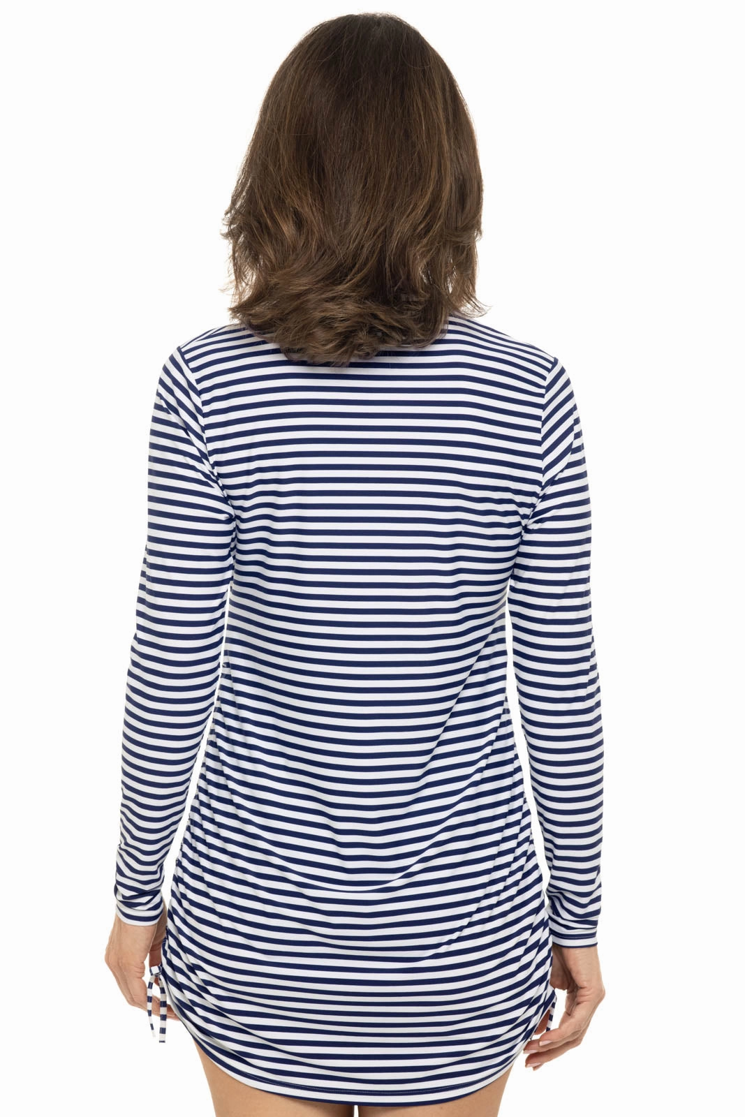 Women's Key Biscayne Ruche Swim Top | White/Navy Stripe