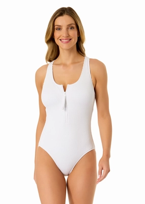 Women's Live In Color Textured Scoop Neck Front Racerback One Piece Swimsuit supportive one piece swimwear, stretch fit one piece suits