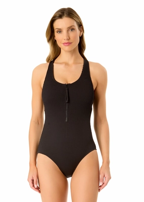 Women's Live In Color Textured Scoop Neck Front Racerback One Piece Swimsuit supportive one piece swimwear, stretch fit one piece suits