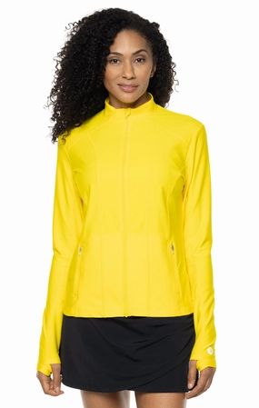 Women's Malawi Swim Jacket | Bold Yellow adjustable swimsuits for women, breathable swimwear for ladies
