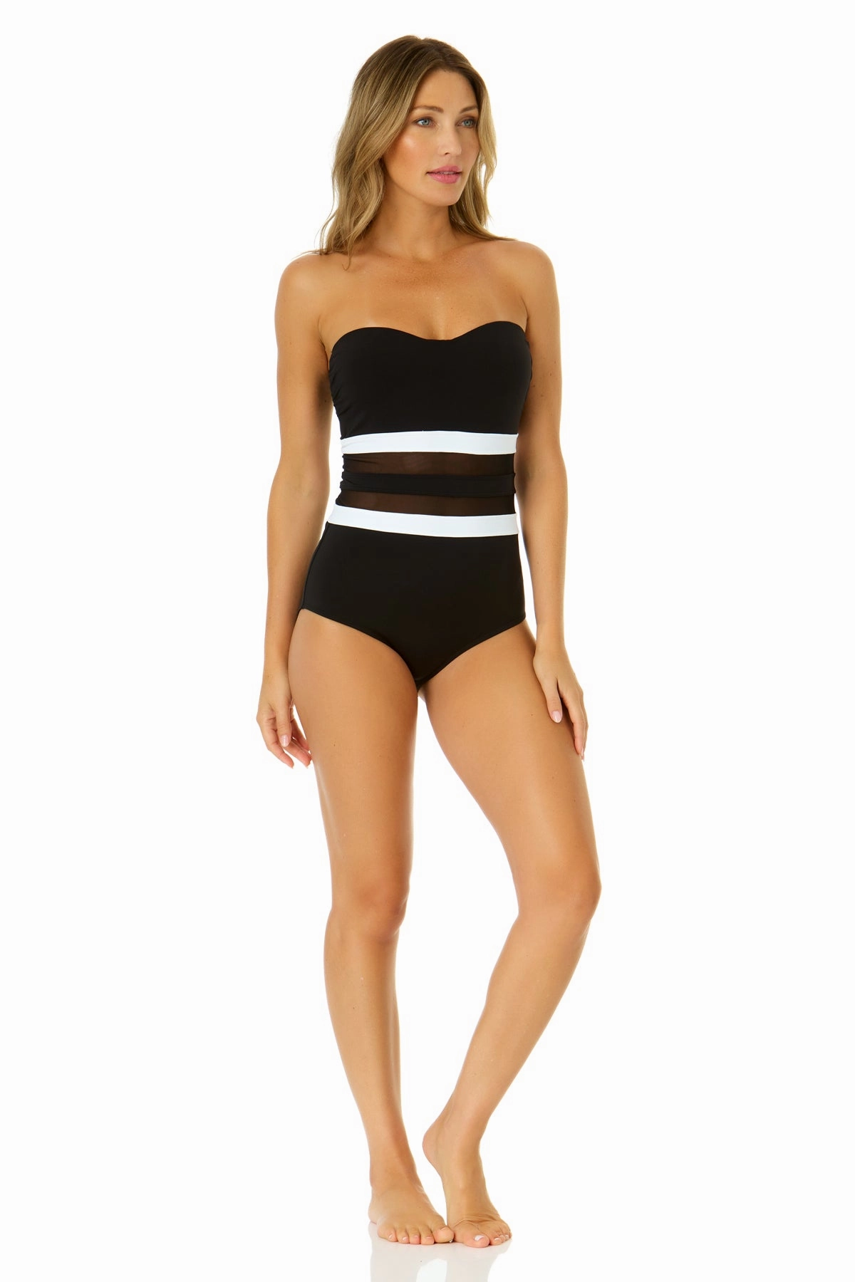 Women's Mesh Around Mesh Strapless One Piece
