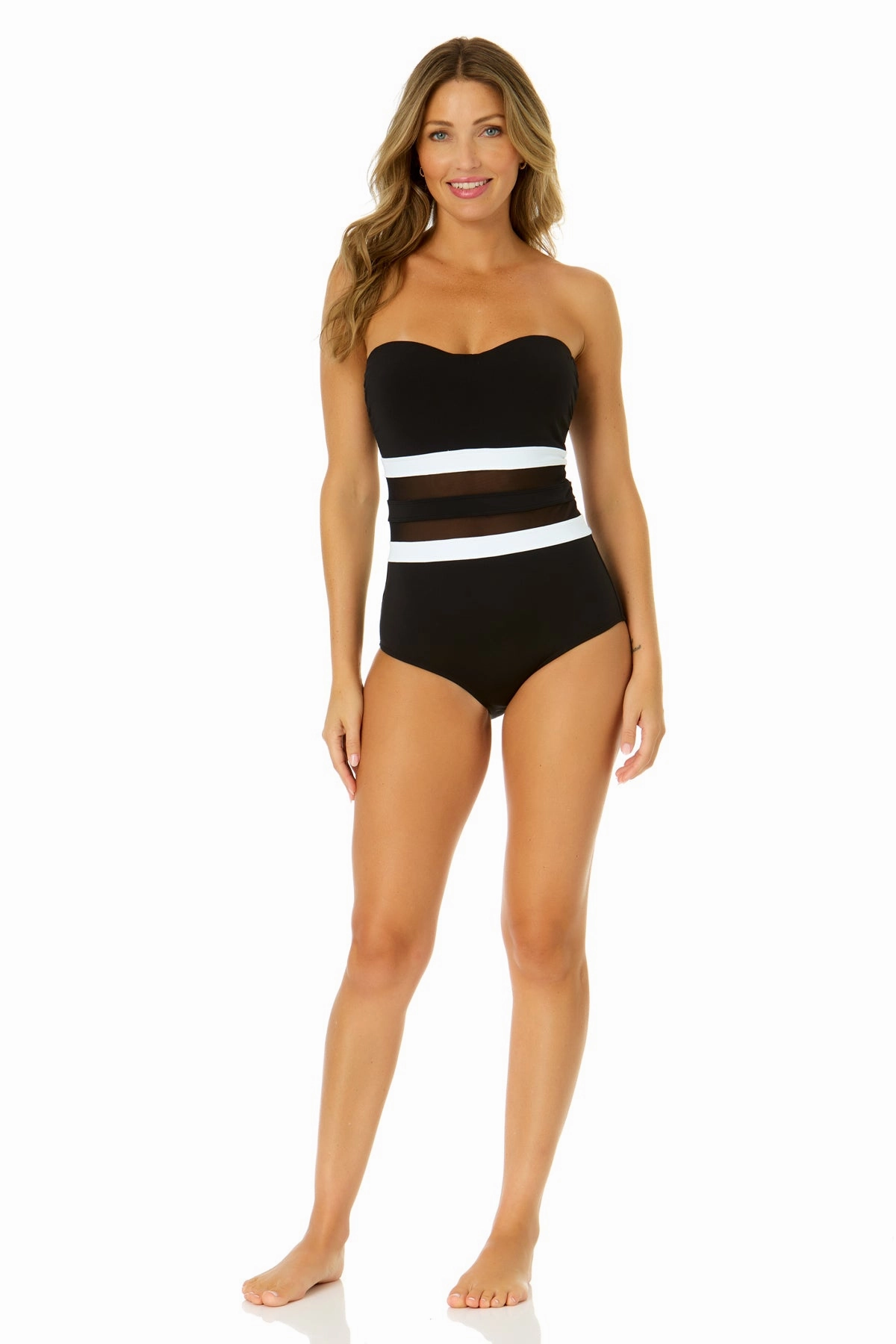 Women's Mesh Around Mesh Strapless One Piece