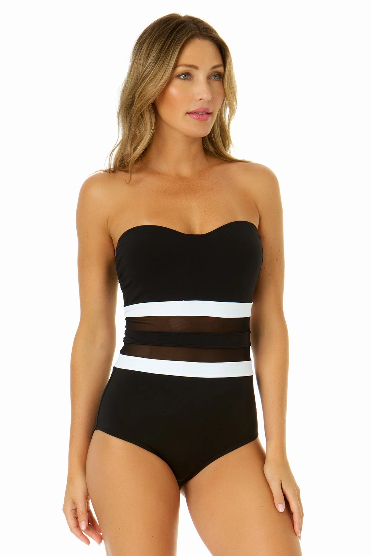 Women's Mesh Around Mesh Strapless One Piece