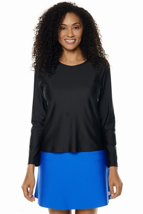 Women's Palmeto Long Sleeve Swim Shirt | Black adjustable swimsuits for women, breathable swimwear for ladies