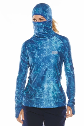 Women's Paros Sailing Hoodie | Blue Water Print womens athletic swimwear, performance swimwear for women