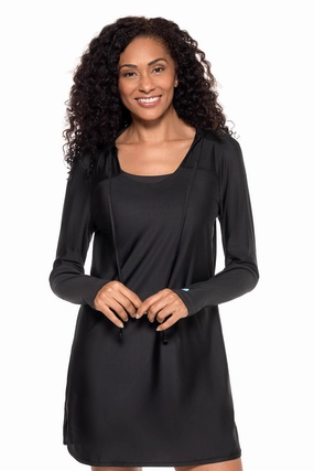 Women's Seacoast Swim Cover-Up Dress | Black adjustable swimsuits for women, breathable swimwear for ladies