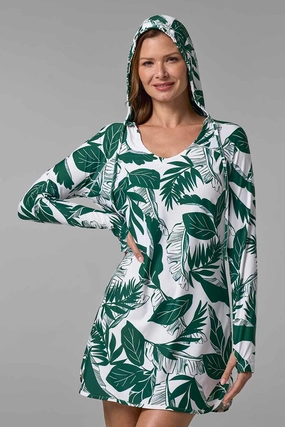Women's Seacoast Swim Cover-Up Dress | Eden Palm Paradise adjustable swimsuits for women, breathable swimwear for ladies