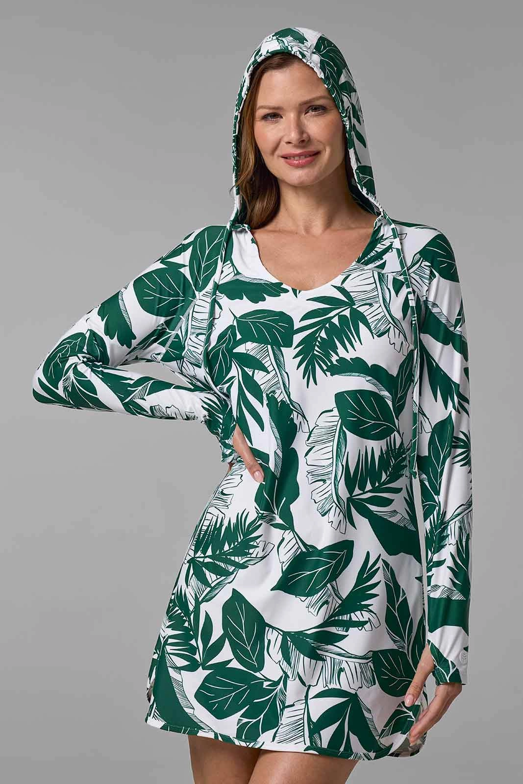 Women's Seacoast Swim Cover-Up Dress | Eden Palm Paradise adjustable swimsuits for women, breathable swimwear for ladies