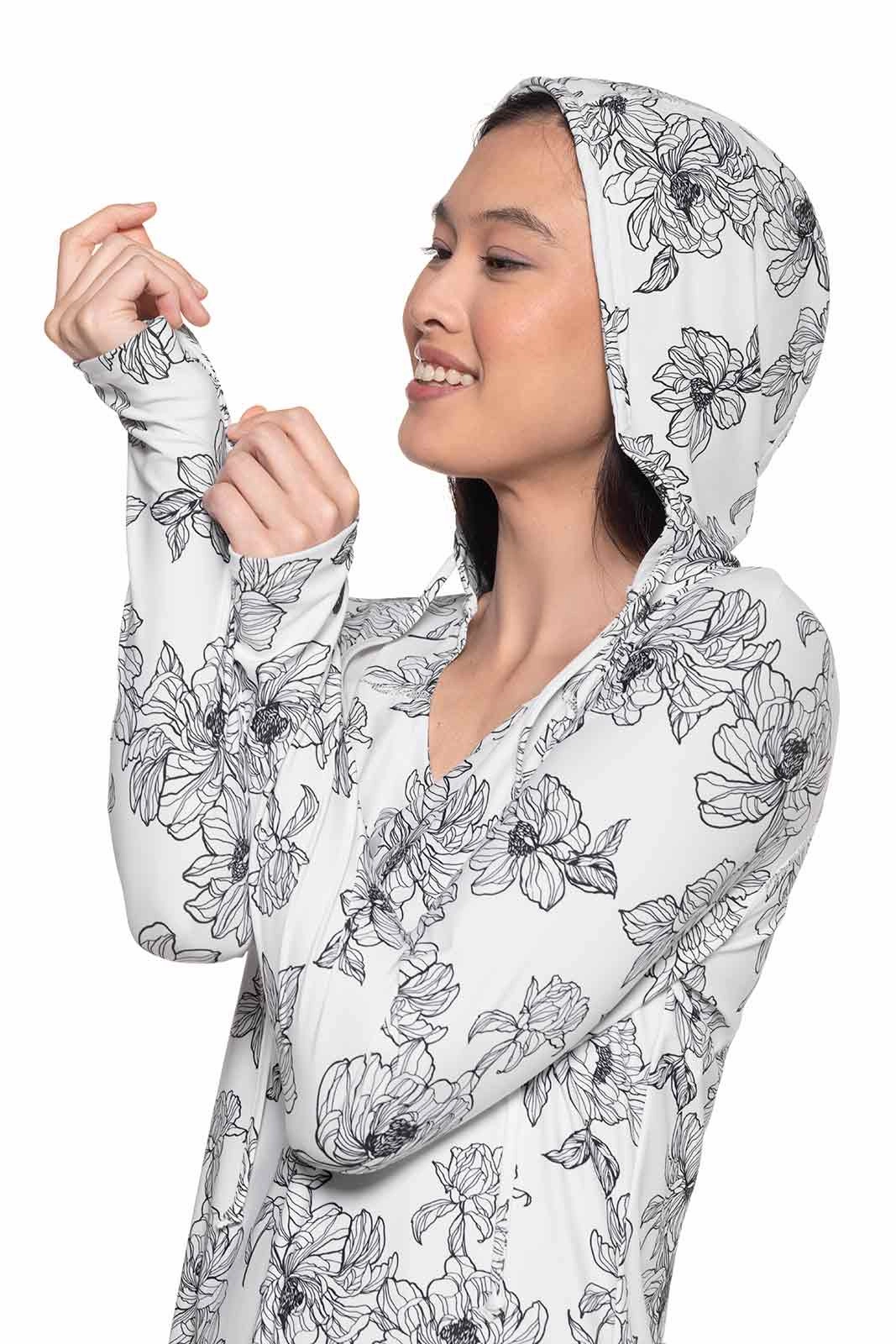 Women's Seacoast Swim Cover-Up Dress | White/Black Perfect Peony