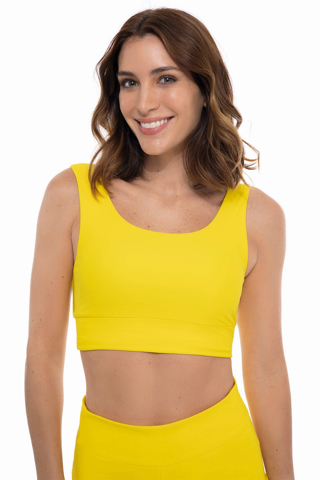Women's Spring Garden Crop Bikini Top | Bold Yellow adjustable swimsuits for women, breathable swimwear for ladies